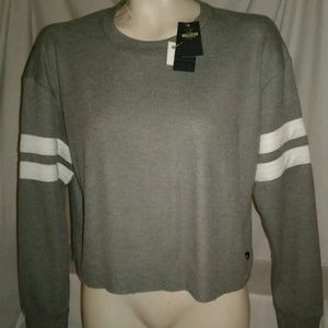 Hollister Gray Long Sleeve Crop Top Sweatshirt